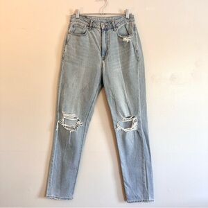 American Eagle Outfitters Light Blue Ripped Straight Leg Jeans